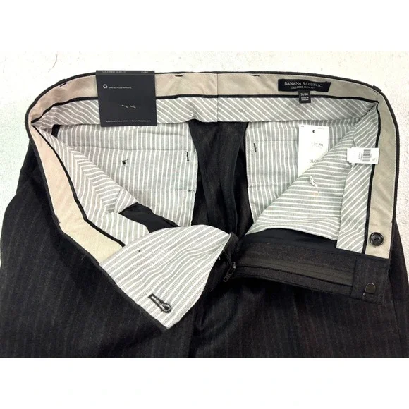 Banana Republic 31x30 Charcoal Stripe Flannel Wool Dress Pants Tailored Slim  Fit - threedaughtersproperties.com